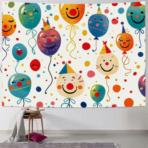 JRXY Smiling Faces Pattern Tapestry - High-Quality Short Plush, Lightweight and Odorless Painting