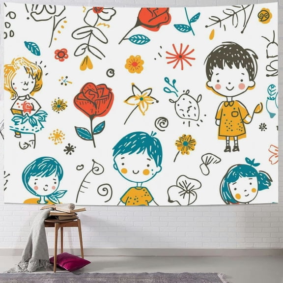 JRXY Smiling Faces Pattern Tapestry Painting