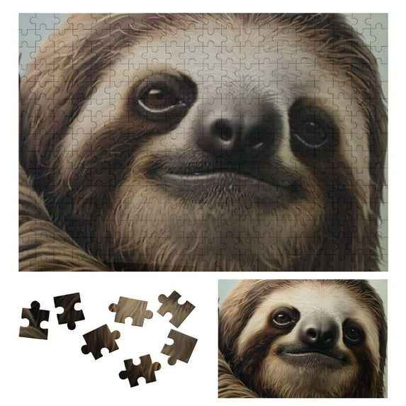 JRXY Smiling Sloth Wooden Jigsaw Puzzle Challenging Difficult Wood Puzzles for Adults 300 PCS