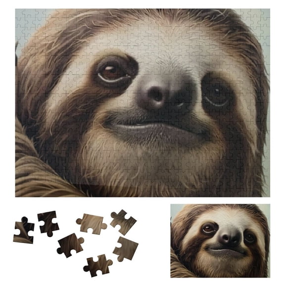 JRXY Smiling Sloth Wooden Jigsaw Puzzle Challenging Difficult Wood Puzzles for Adults 500 PCS