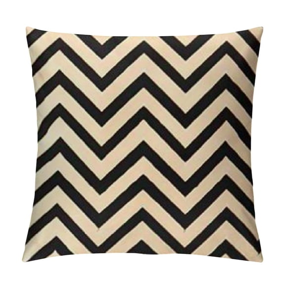 JRXY  Square Decorative Throw Pillows Cushion Covers Black&amp; Beige Stripes Modern Geometry Print Home Pillowcases  White