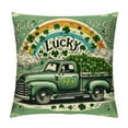 thumbnail image 1 of JRXY St Patricks Day Pillow Covers  - Shamrock Truck Lucky Irish Rustic Lumbar Cushion Pillow Cases - Decorative Farmhouse Green Throw Pillows Covers for Sofa Couch Decor Decoration White, 1 of 5