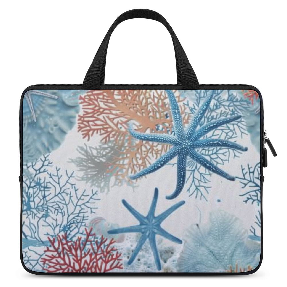 JRXY Starfish Coral Ocean Laptop Bag Diving Fabric Soft Carrying Travel Case Computer Protective Handle Case 12inch