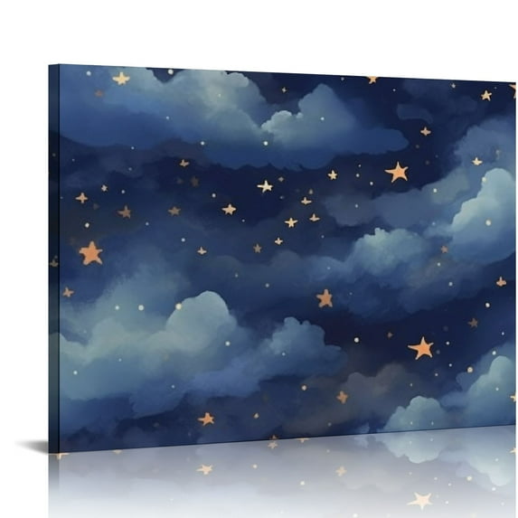 JRXY Stars and Clouds Canvas Printing Posters Artwork Canvas Wall Art Vintage Wall Art Decor Posters Artwork 16x12in