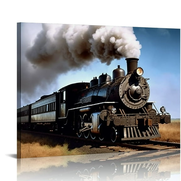 JRXY Steam Train Art Print on Canvas,Wall Decor Poster 20x16in