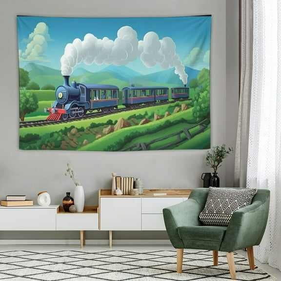 JRXY Stream Train Party Theme Backdrop for Photography Christams Train Background Children Birthday Party Adventure Family Kids Portrait Gathering Photography 60x40in