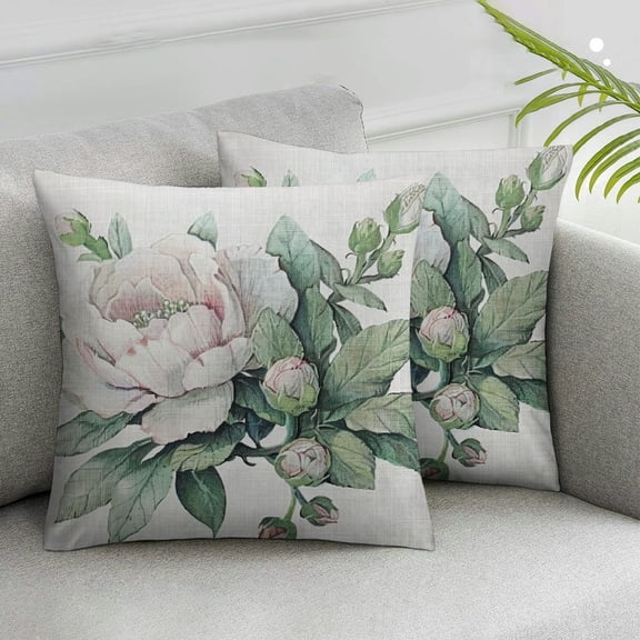JRXY Succulents Bouquet Decorative Pillow Case Throw Pillow Covers Watercolor Summer Floral Bohemian Waist Lumbar Throw Pillow Cases Cushion Cover,2 Pcs White