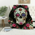 thumbnail image 1 of JRXY  Sugar Skull Blanket Gifts for Women - Presents for Men Day of The Dead Halloween Christmas Birthdays Decor Home Bedroom Couch Sofa Soft Comfy Spooky Sherpa  White, 1 of 6