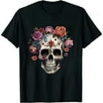 thumbnail image 1 of JRXY Sugar Skull Day Of The Dead Cool Bone Head Skulls T-Shirt Black, 1 of 3