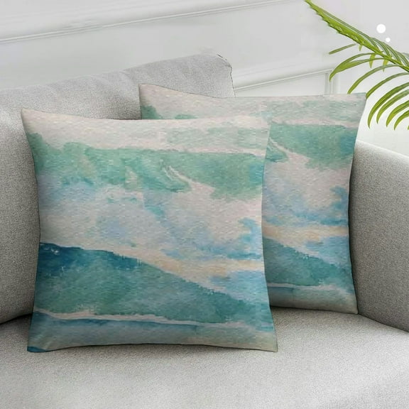 JRXY Summer Beach King Pillow Cases Set of 2 - Throw Pillow Covers, Ocean Nautical Coastal Seaside Aqua Beige Decorative Pillow Cover  for Sofa/Travel White