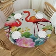 thumbnail image 1 of JRXY  Summer Flamingos Tablecloth Washable Round Tropical Butterfly Circular Polyester Table Cloths Cover Tablecloth for Kitchen Dinning Tabletop Decoration, Multi White, 1 of 7