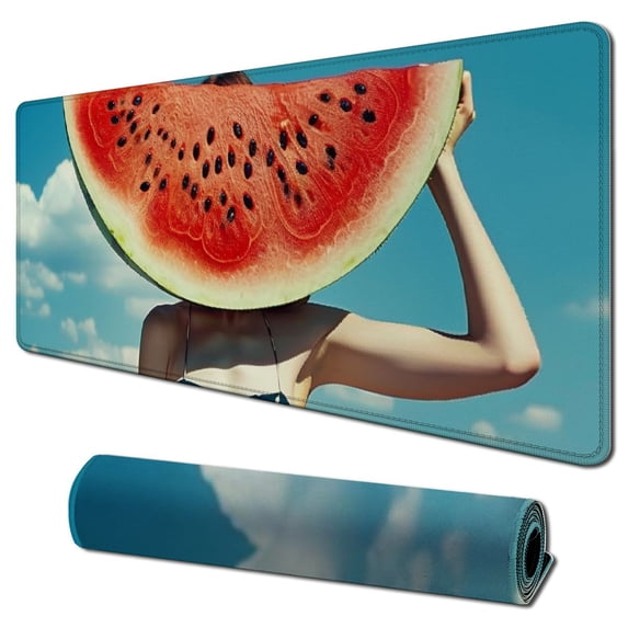 JRXY Summer Whimsy Watermelon Slice Mouse Pad, 31.5 x 11.8 Inch Extended Size, Highly Durable Design, Superior Control Surface, Non-slip Rubber Base, Water-resistant Coating 31.5x11.8 in