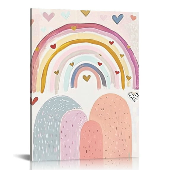 JRXY Sun Rainbow Canvas Wall Art -Nursery Wall Art Print Rainbow Canvas Print Nursery Prints Posters Kids Room Wall Art Prints Rainbow Canvas Wall Art for Girls Bedroom Room Decor 12x16 in