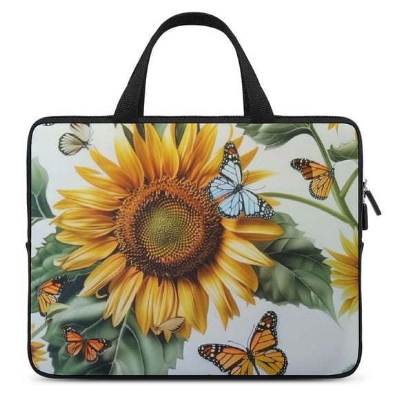 JRXY Sunflower Butterflies Neoprene Laptop Handle Bag Computer Protective Case Durable Lightweight Waterproof Anti-Static Protective Sleeve Convenient Travel Bag 10inch