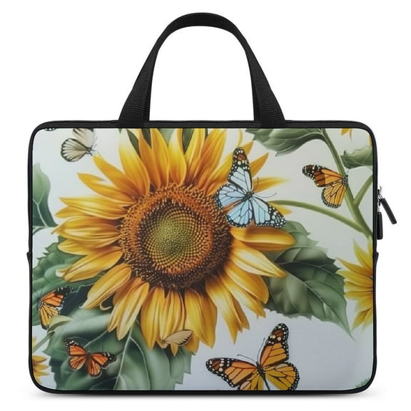 JRXY Sunflower Butterflies Neoprene Laptop Handle Bag Computer Protective Case Durable Lightweight Waterproof Anti-Static Protective Sleeve Convenient Travel Bag 15inch