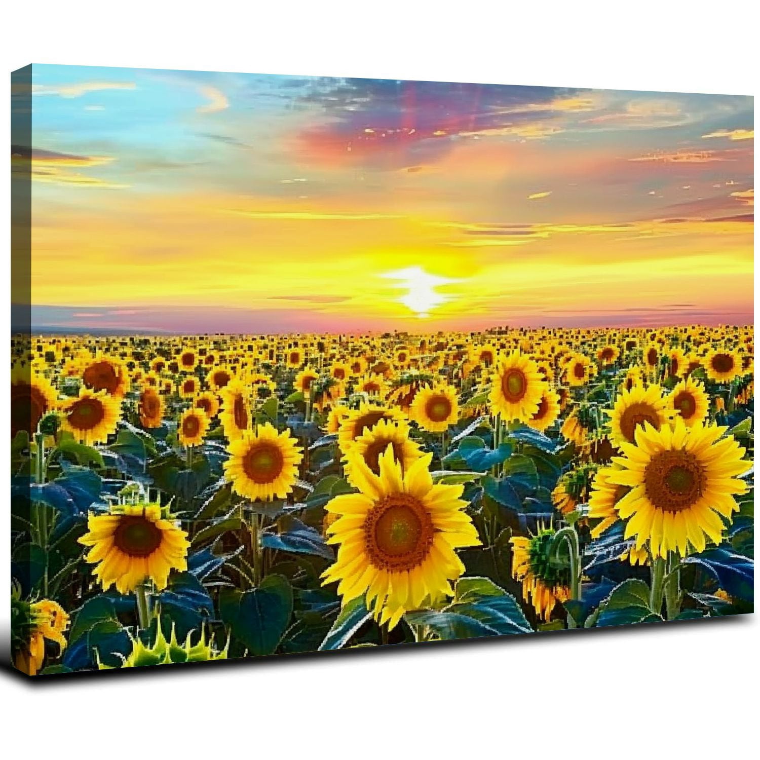 JRXY Sunflower Canvas Print Wall Art Sunset Landscape Pictures Flower ...