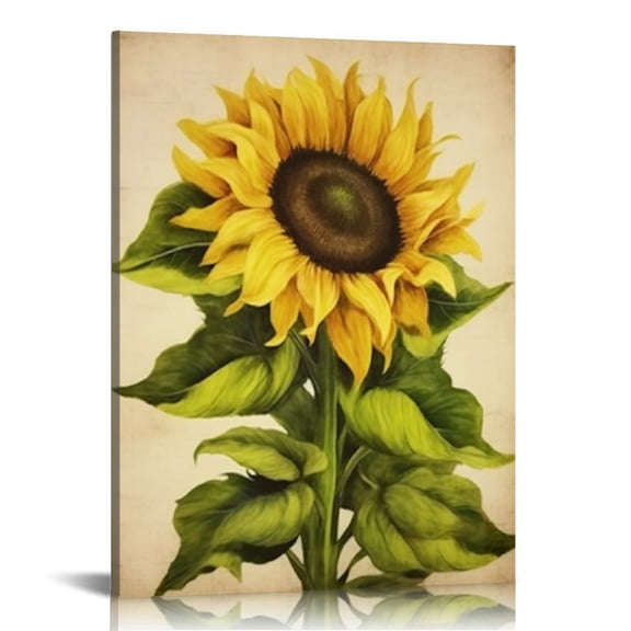 JRXY Sunflower Kitchen Decor Simple Life Rustic Wall Decor Vintage Watercolor Sunflower Wall Pictures for Bedroom Canvas Art Flower Painting Kitchen Wall Decor Gallery Wrapped 12x16 in