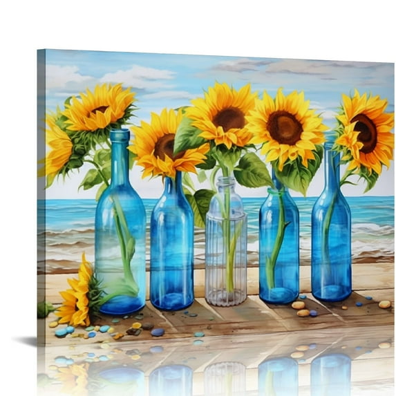 JRXY Sunflower In Vase Wall Art Floral Picture Canvas Posters Print Modern Abstract Artwork Framed For Living Room Bedroom Wall Painting Home Decor picture2