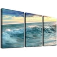 thumbnail image 1 of JRXY Sunset Ocean Decor Wall Art Beach Nature Landscape Picture Canvas Print for Living Room with Framed,Wall Art for Living Room Decor Nature Artwork Prints Framed,3 pcs 12x16x3pcs, 1 of 4