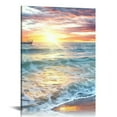 thumbnail image 1 of JRXY Sunset Ocean Decor Wall Art Beach Nature Landscape Picture Canvas Print for Living Room with Framed 12x16 in, 1 of 4