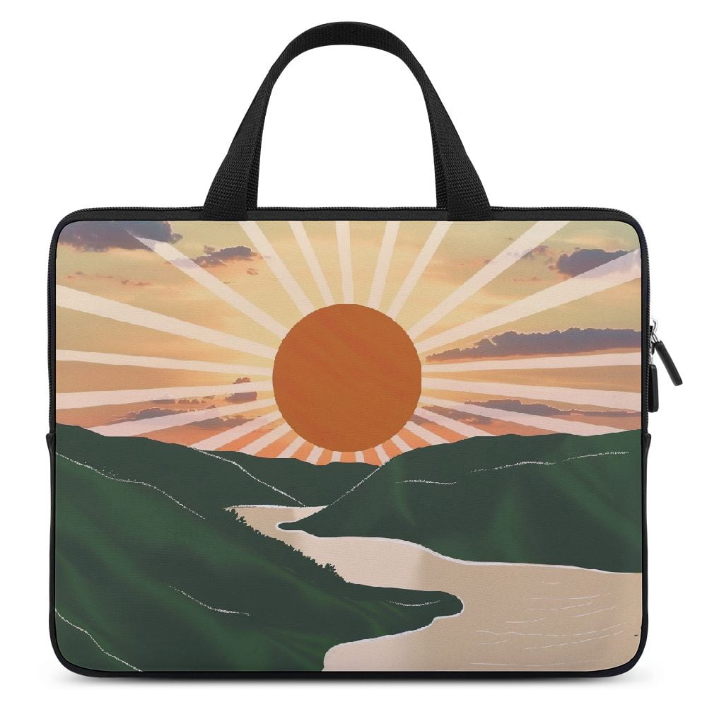 JRXY Sunset River Hills Laptop Bag Diving Fabric Soft Carrying Travel Case Neoprene Tablet Cover 12inch