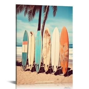 JRXY Surfboard Wall Decor Beach Canvas Art Surfing Poster Coastal Prints 16x20 inch 16x20 in