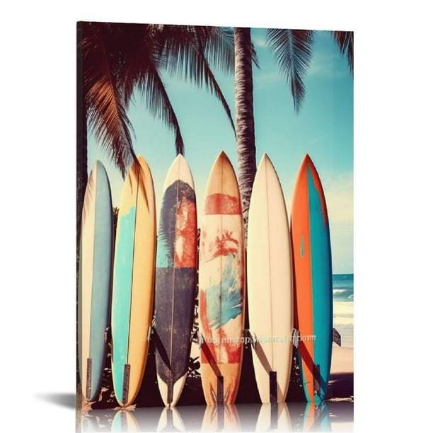 JRXY Surfboard Wall Decor Beach Canvas Art Surfing Poster Coastal