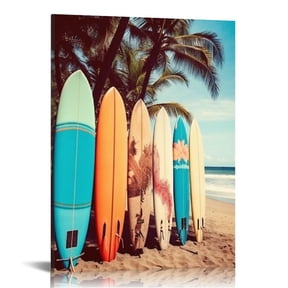 JRXY Surfboard Wall Decor, Beach Canvas Wall Art, Surfboards Wall Decor, Surf Decor, Beach Wall Art, Beach Surf Decor, Surfing Poster, Canvas Beach Prints, Coastal Wall Decor Framed Canvas