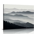 thumbnail image 1 of JRXY  Sylvie Misty Mountains Black and White Framed Canvas Wall Art Natural, Scenic Mountain Wall Art Decor 20x16in, 1 of 4