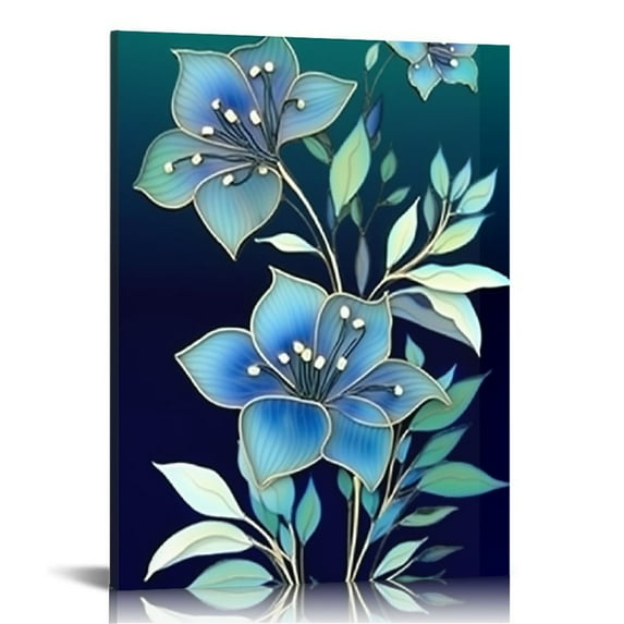 JRXY Teal Lily Flower Wall Art Abstract Large Picture Canvas Print Wall Painting Modern Artwork Wall Décor for Bedroom Living Room Bathroom Office pattern2