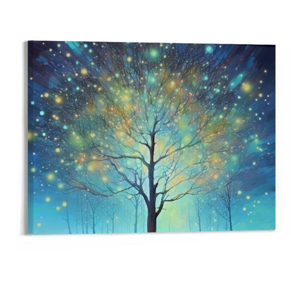JRXY Teal Tree Wall Art Decor Tree of Life Modern Abstract Canvas Painting Prints Pictures Artwork Home Decor for Kitchen Living Room Dining Room 20x16in