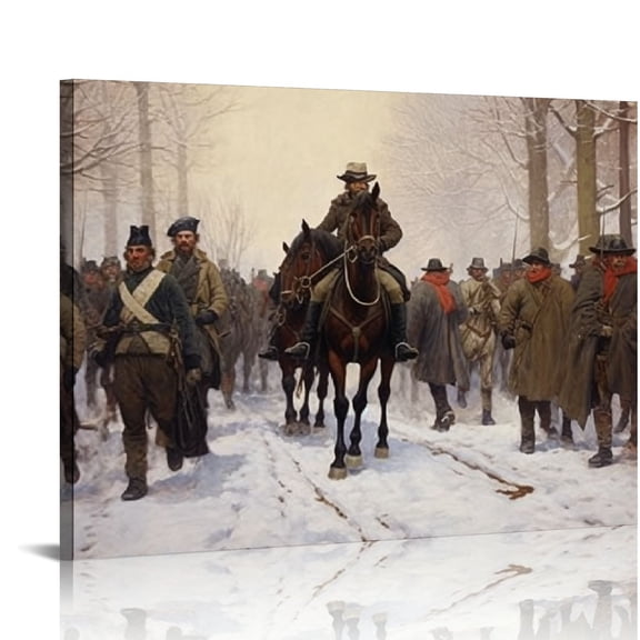 JRXY -The March to Valley Forge George Washington and the Veterans of his Army Oil Painting Reproduction Giclee Wall Art Canvas Prints - Framed 16x12in