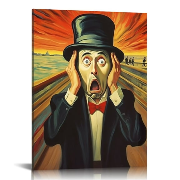 JRXY The Screaming Man Digital Variation of The Scream Famous Wall Art Canvas Prints Reproduction Gallery Wrapped Canvas Prints for Home, Office Decoration 12x16 in