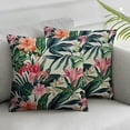 thumbnail image 1 of JRXY Throw Pillow Cover Beach Cheerful Tropical Dark Green Leaves of Palm Trees and Flowers Decorative Pillow Case Home Decor Pillowcase,2 Pcs White, 1 of 6