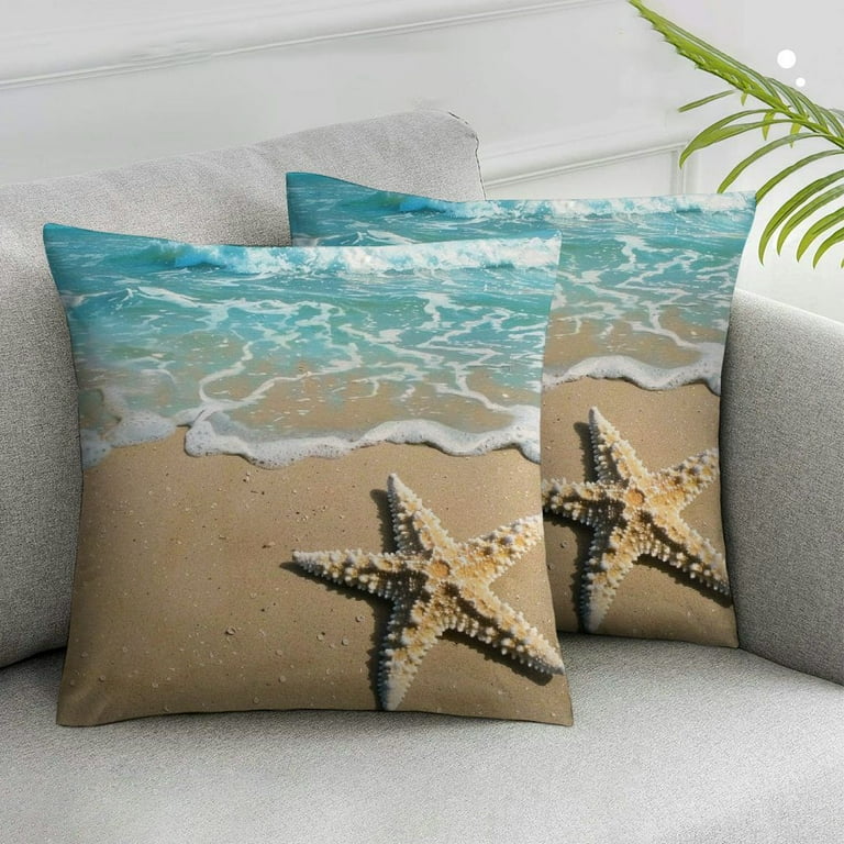 JRXY Throw Pillow Cover Beach Starfish Sea Animal Coastal Sandy