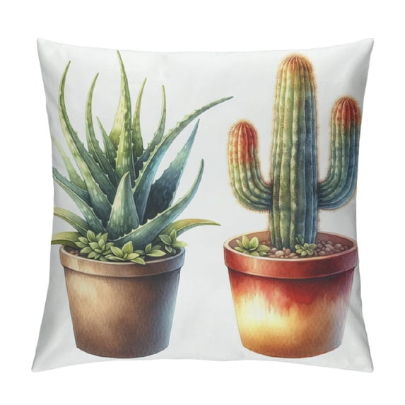 JRXY Throw Pillow Cover Festival Gifts Hot Tropical Desert Succulents Plants Cactus Potted Summer Decor Decorative Home Sofa Chair Car Lumbar Throw Pillow Case Cushion Cover White