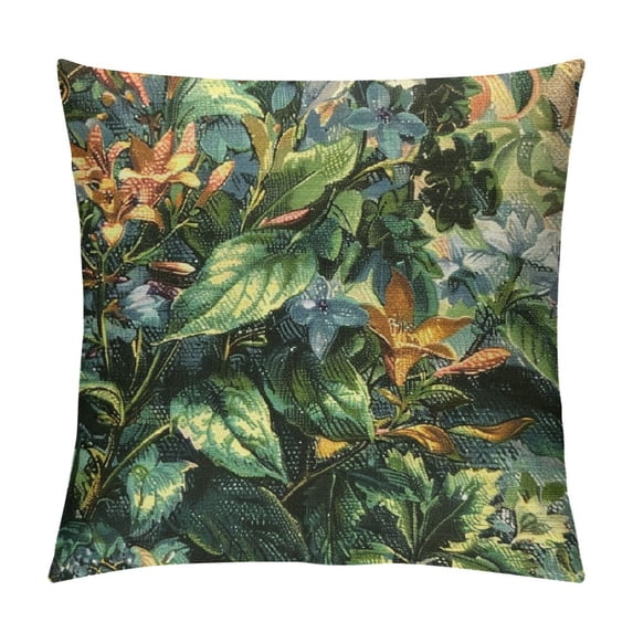 JRXY Throw Pillow Cover Forest Flowers. Tapestry Pillow Hidden Zippered Pillowcase Ideal Boho Decor for Sofa Couch Living Room Bedroom Couch Cushion White