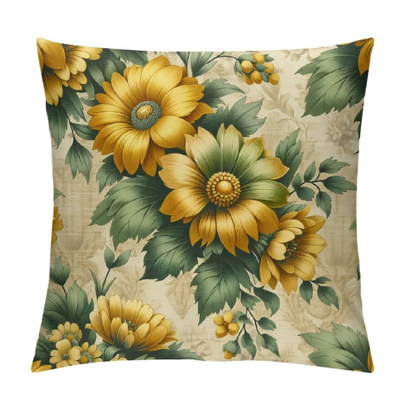 JRXY Throw Pillow Cover Lemon Yellow Hawaiian Tropical Hibiscus Pillowcases Hawaii Tropical Flowers Farmhouse Decorative Throw Pillow Coves Cushion Case Decoration Home Decor White