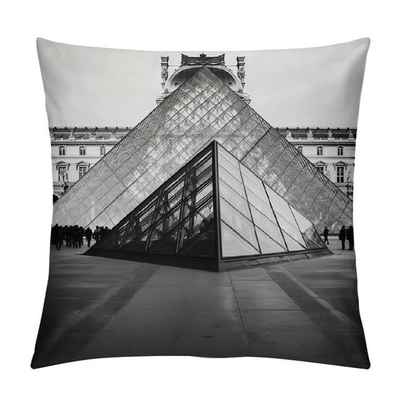 JRXY Throw Pillow Cover Louvre Pyramid Glass Pyramid Building Architecture White