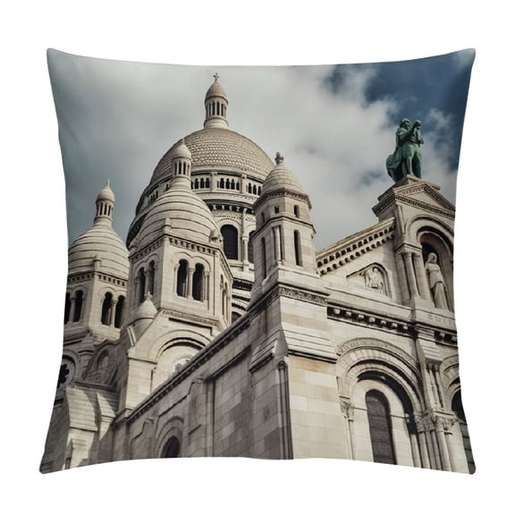 JRXY Throw Pillow Cover Notre-Dame Montmartre Paris France Romantic 1 White
