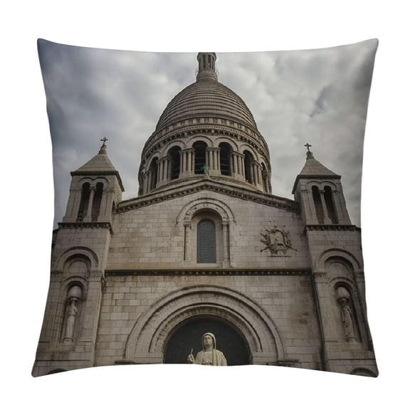 JRXY  Throw Pillow Cover Notre-Dame Montmartre Paris France Romantic White