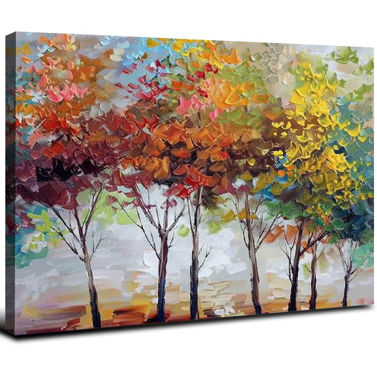 JRXY Tree Canvas Prints Wall Art for Home Decor, Colorful Trees ...