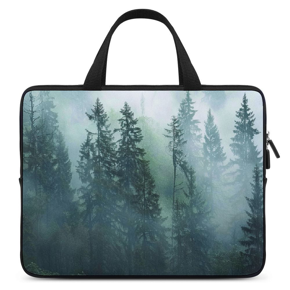JRXY Trees Fog Neoprene Laptop Bag Diving Fabric Tablet Cover Computer Protective Handle Case 15inch