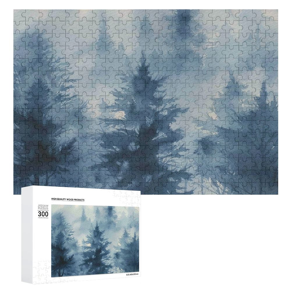 JRXY Trees Fog Watercolor Painting Wood Puzzle for Adults and Kids ...