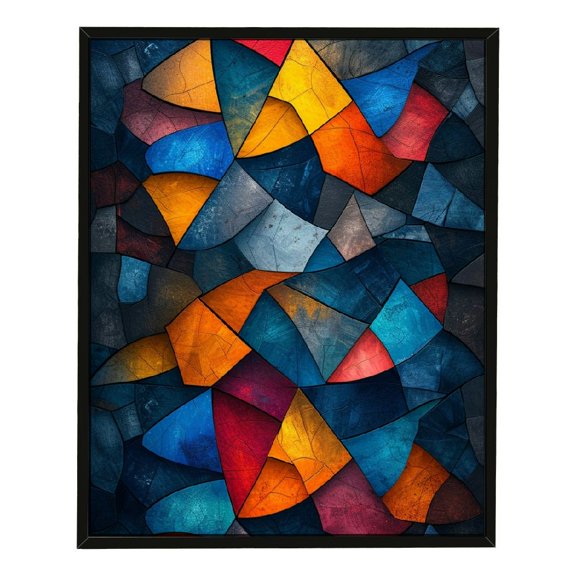 JRXY Triangles Geometric Abstract Art Black Framed Wall Decor 12x16in / 16x20in 12x16in