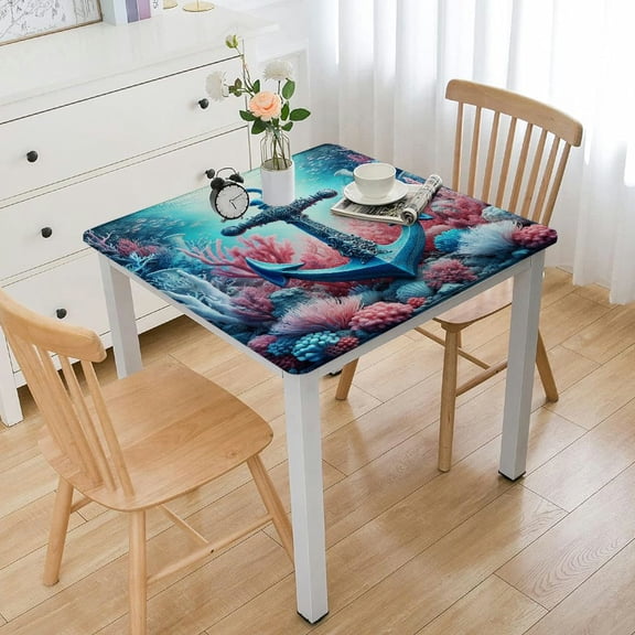 JRXY Tropical Anchor Home Decorative Corals Rope Ocean Underwater Marine Rectangle Cushion Cases Tablecloth 100% Polyester Fiber 46*46