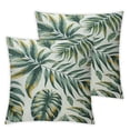 thumbnail image 1 of JRXY Tropical Leaves Green Palm Leaf Decorative 2-Piece Short Plush Pillowcase Set White, 1 of 6