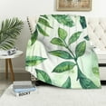thumbnail image 1 of JRXY  Tropical Palm Leaf Blanket Green Giant Leaves Throw Blankets for Sofa or Bed White, 1 of 6
