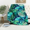 thumbnail image 1 of JRXY Turquoise Teal Palm Tree Leaf Tropical Hawaii Beach Full Throw Cloak Wearable Blanket Flannel Comforter Quilt Bedding Plush Soft Cozy White, 1 of 6