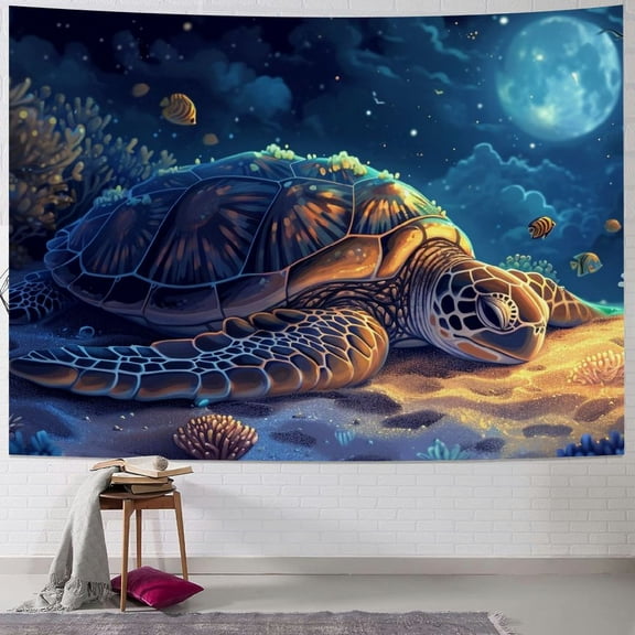 JRXY Turtle Swiming Under The Sea Tapestry Painting